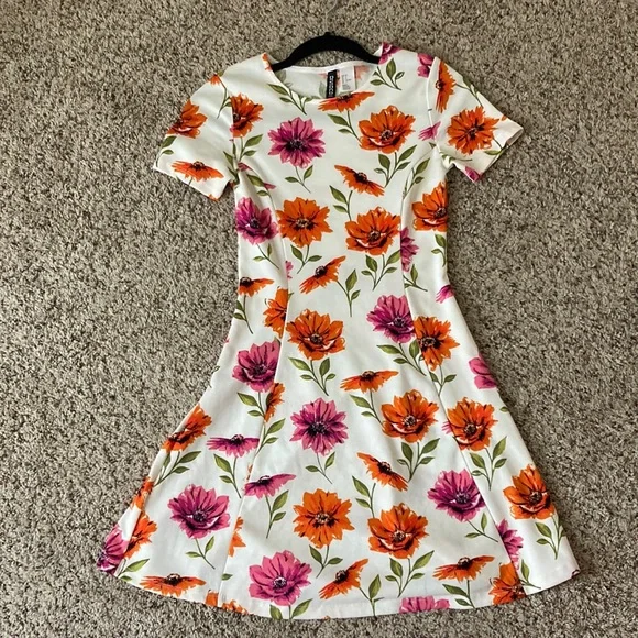 h&m pink and orange dress H&M | Dresses | Hm Orange Pleated Kneelength Dress